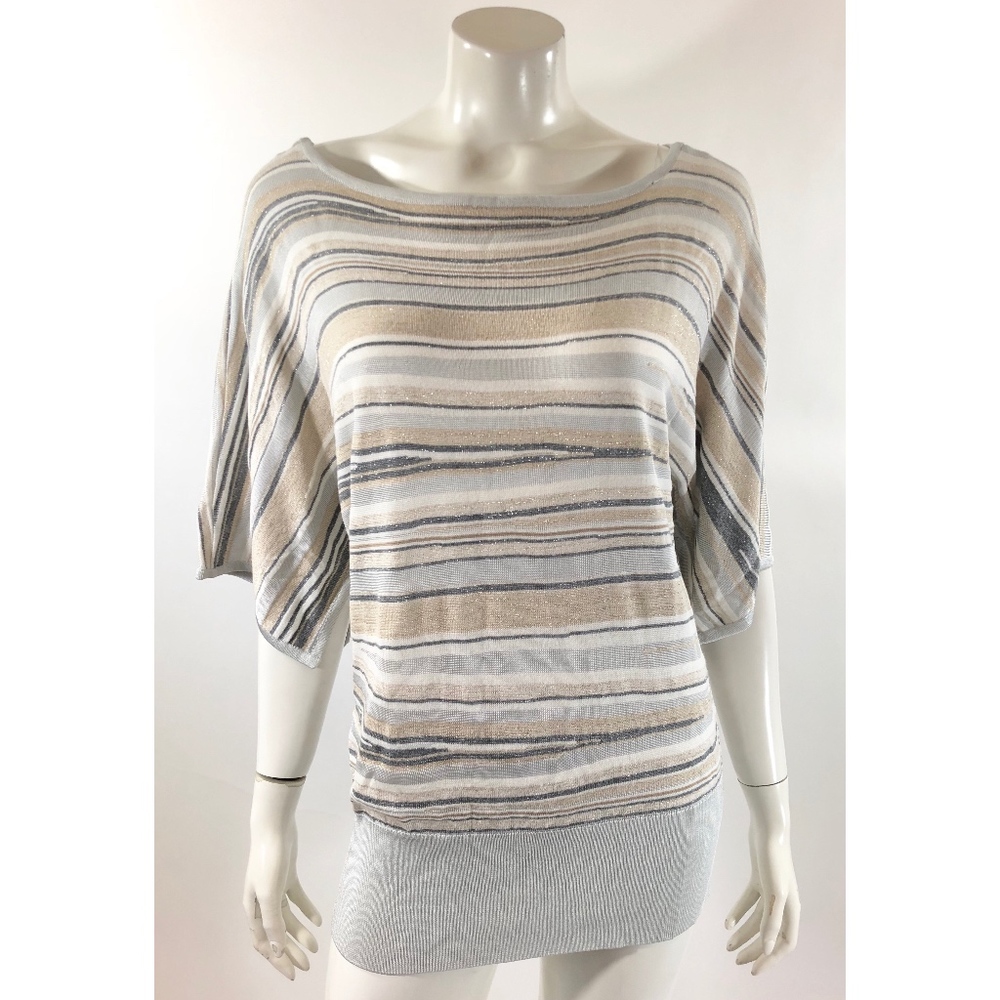 WHBM Sweater Size Large Silver Gold Striped